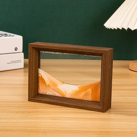 3D Cuadro de Arena Movediza Decoración Con Marco de Madera Paisaje de Arena Reloj de Arena Líquido Imagen Artística para Oficina Sala de Estar Escritorio Decoración Regalo Antiestrés