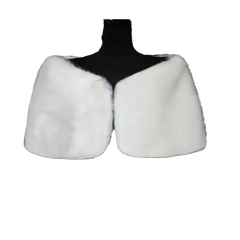 Women Faux Fur Bridal Shawl With Artificial Pearl Ball Buckle Winter Warm Plush Cape For Wedding Party Cheongsam Evening Dress