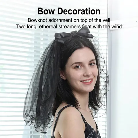 Doux Voile de Mariée Superposé Avec Nœud en Satin et Peigne Élégant Voile Court en Tulle pour Mariée Accessoires Cheveux Fête