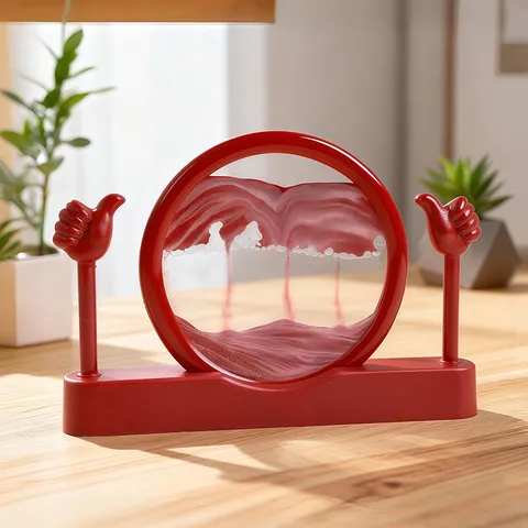 Cuadro de Arte de Arena en Movimiento 3D Marco Redondo de Vidrio Paisaje de Arena Fluida Decoración de Escritorio para Hogar Oficina