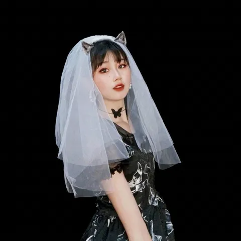Velo de Novia de Tul Elegante Simple Corto Doble Capa Tocado de Boda Accesorios de Fotografía Mujer Fiesta