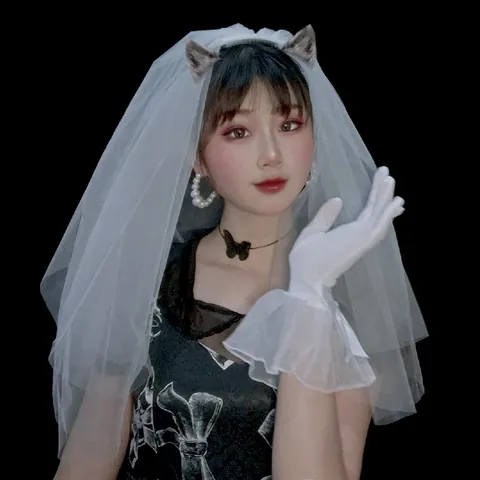 Velo de Novia de Tul Elegante Simple Corto Doble Capa Tocado de Boda Accesorios de Fotografía Mujer Fiesta
