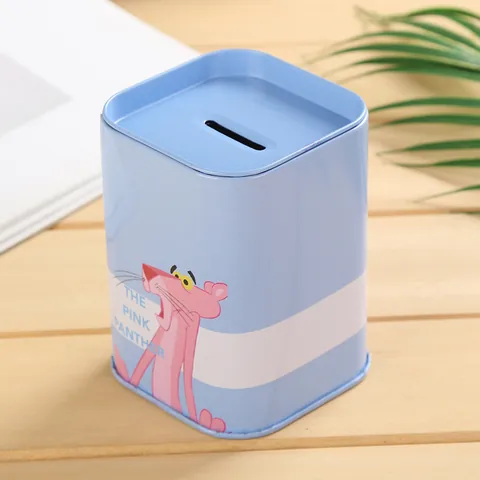 Hucha de Hojalata Cuadrada Estilo Coreano Dibujos Animados Estilo Británico Londres Caja de Ahorro de Metal para Niños