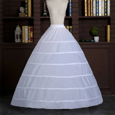 Lolita Wedding Dress Petticoat 6 Hoops Tiered Cake Crinoline Adjustable Drawstring Elastic Waist Underskirt For Bridal Ball Gown Women White Skirt Accessories