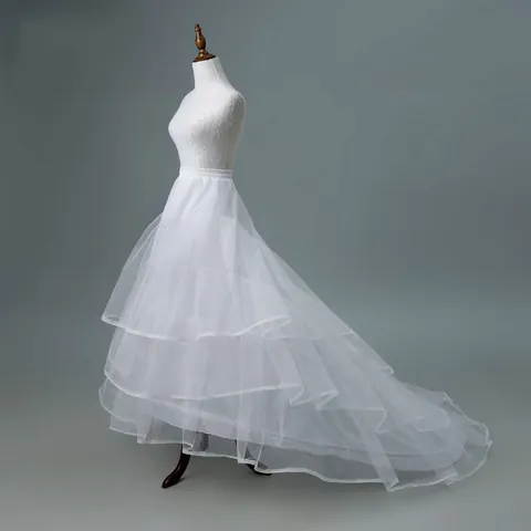 White Wedding Petticoat For Bridal Gown Train Multi-layer Hard Mesh Double Steel Bone Adjustable Elastic Waist Crinoline Underskirt