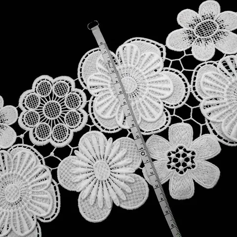 White Water Soluble Milk Silk Embroidery Lace Trim 3D Double Layer Flower Applique For DIY Sewing Wedding Dress Decoration