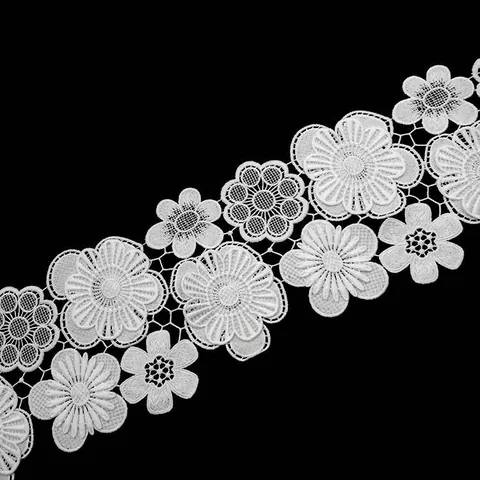 White Water Soluble Milk Silk Embroidery Lace Trim 3D Double Layer Flower Applique For DIY Sewing Wedding Dress Decoration