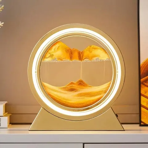 Lámpara de Mesa de Arte de Arena Movediza 3D LED Pintura Redonda Luz Nocturna Adorno de Escritorio Creativo Para Decoración de Casa Dormitorio Regalo