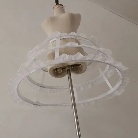 Lolita Birdcage Petticoat For Women 3 Steel Hoops Fishbone Skirt Support With Ruffles Adjustable Cosplay Underskirt For Maid Dress