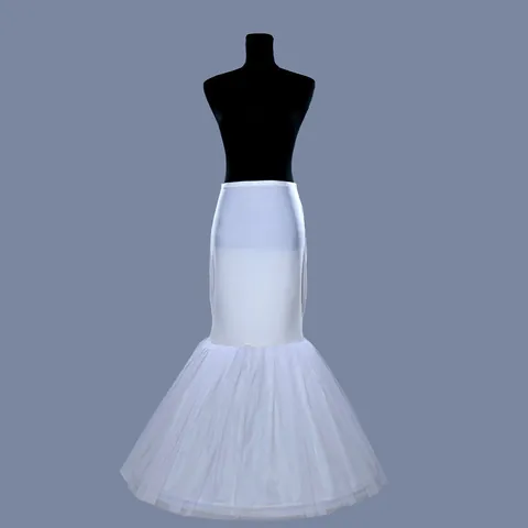 Mermaid Wedding Dress Petticoat Fishtail Skirt Support White Single Steel Hoop Elastic Lycra Waist Multi Layer Mesh Crinoline For Bridal Gown