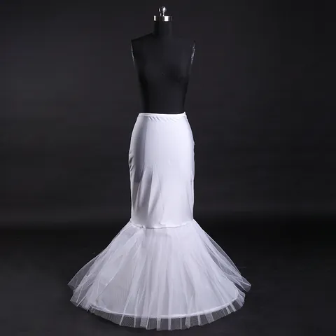 Mermaid Wedding Dress Petticoat Fishtail Skirt Support White Single Steel Hoop Elastic Lycra Waist Multi Layer Mesh Crinoline For Bridal Gown