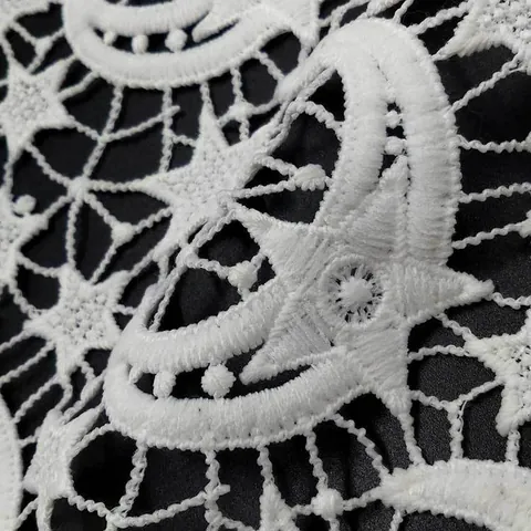 White Water Soluble Lace Fabric Polyester Milk Silk Embroidered Star Moon Pattern Hollow Out DIY Sewing Craft Accessory Lace Trim