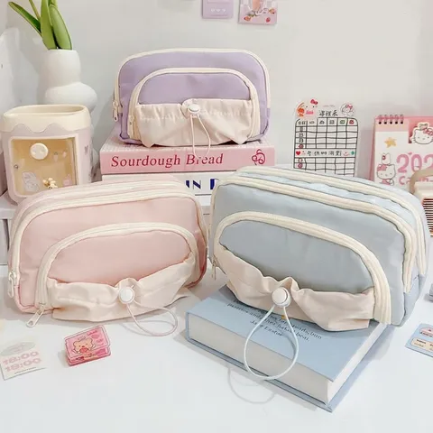 Süße Wolke Große Kapazität Federmäppchen Leinwand Mehrschichtige Schreibwaren Organizer Tasche Mit Kordelzug Tasche Für Schüler Mädchen Schule Büro