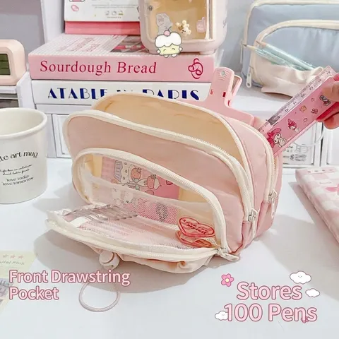 Süße Wolke Große Kapazität Federmäppchen Leinwand Mehrschichtige Schreibwaren Organizer Tasche Mit Kordelzug Tasche Für Schüler Mädchen Schule Büro