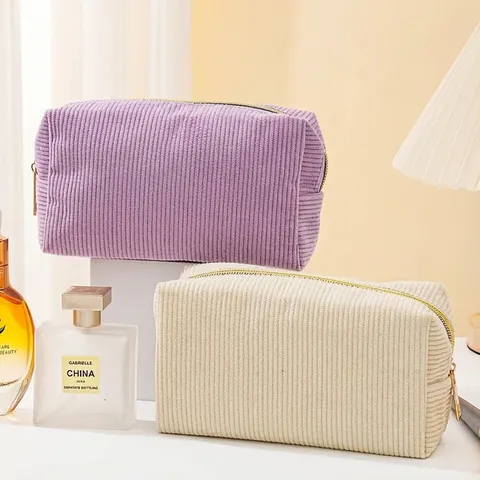 Cord Kosmetiktasche Große Kapazität Tragbarer Kulturbeutel Make-up Aufbewahrungstasche Mäppchen Für Reisen Zuhause Damen