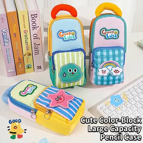 Große Kapazität Rucksack Form Federmäppchen Kreative Klettverschluss Leinwand Schreibwaren Tasche Für Schule Mädchen Geschenk