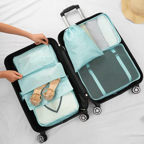 Multi-functional Travel Storage Bag Set For Clothing Underwear Shoes Organizer Waterproof PU Portable Luggage Packing Cubes Travel Accessories