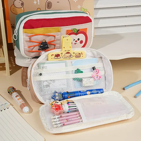 Große Kapazität Capybara Federmäppchen Für Studenten Niedliche Leinwand Schreibwarentasche Mit DIY Klettverschluss Patch Ins Stil Ästhetische Federtasche