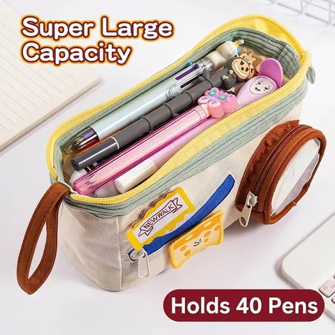 Estuche de Lona de Colores Lindos de Gran Capacidad Estilo Ins Caja de Papelería Con Ventana Transparente Para Niñas
