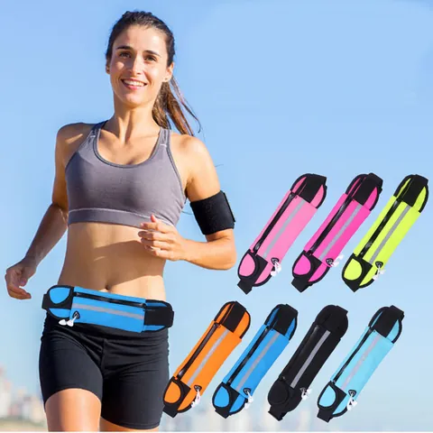 Sacoche de Taille de Course de Sport Étanche Légère Respirante Marathon Fitness Fanny Pack Ceinture Réglable Avec Bande Réfléchissante