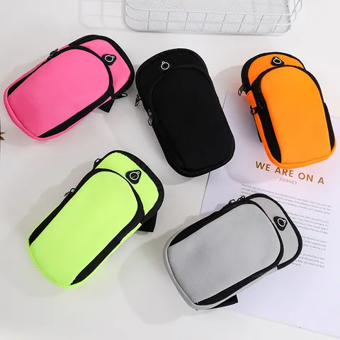 Wasserdichte Sport Laufarmtasche Fitness Handyhülle Mit Kopfhörerloch Doppelreißverschluss Segeltuch Armband Für Damen Herren