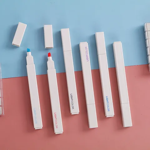 Soft Chisel Tip Highlighter Pen Morandi Eye Protection Color Aesthetic Markers For Student Office Quick Dry School Stationery