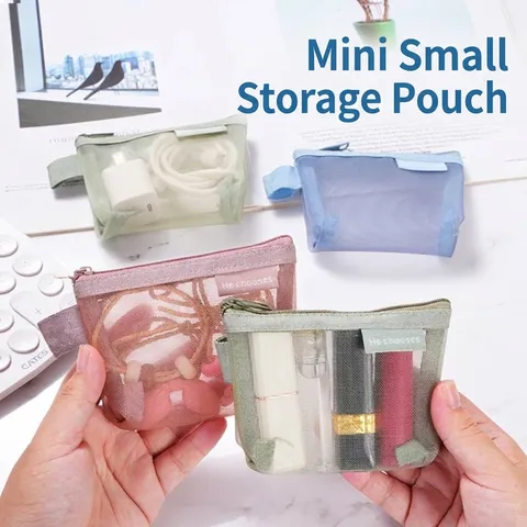 Minimalistische Nylon Gaas Driehoek Portemonnee Grote Capaciteit Sleutelhanger Oortelefoon Hoesje Multifunctionele Draagbare Reistas