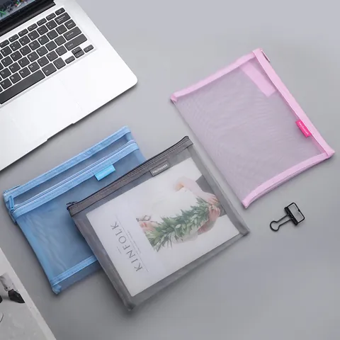 Minimalistische Transparante Nylon Maas Documententas Draagbare Documentenzak Met Rits Voor Studenten Examen Kantoorbenodigdheden Briefpapier Opslag