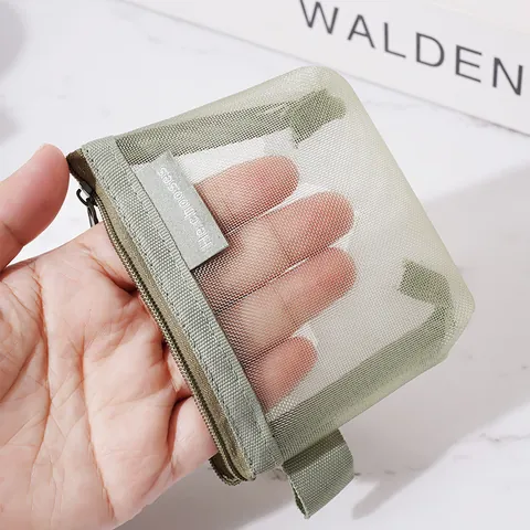 Minimalistische Nylon Gaas Driehoek Portemonnee Grote Capaciteit Sleutelhanger Oortelefoon Hoesje Multifunctionele Draagbare Reistas