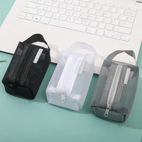Portable Nylon Mesh Coin Purse Small Storage Bag Mini Handheld Zipper Pouch For Kids Toy Keys Earphones Organizer