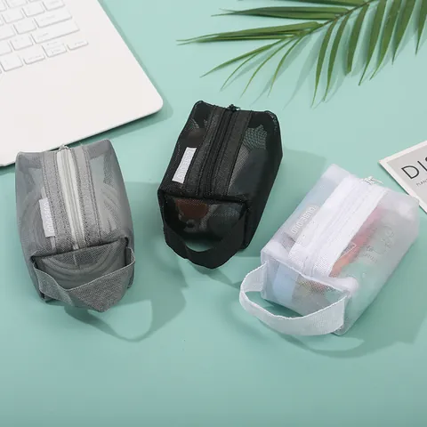 Portable Nylon Mesh Coin Purse Small Storage Bag Mini Handheld Zipper Pouch For Kids Toy Keys Earphones Organizer