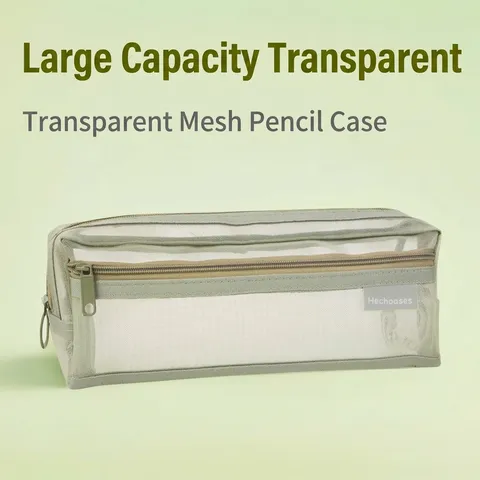 Grote Capaciteit Dubbellaags Mesh Etui Transparant Eenvoudige Briefpapier Opbergtas School Kantoor Studenten Organizer