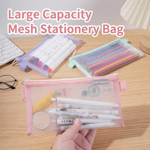 Grote Capaciteit Gaas Cosmeticatas Transparante Make-Up Tas Voor Vrouwen Reizen Toilettas Draagbare Minimalistische Opbergtas