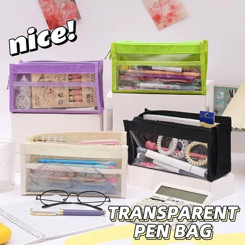Transparentes PVC Netz Mäppchen Mehrschichtig Große Kapazität Studenten Schreibwaren Beutel Ästhetische Schule Bürobedarf Organizer Tasche