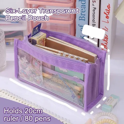 Transparentes PVC Netz Mäppchen Mehrschichtig Große Kapazität Studenten Schreibwaren Beutel Ästhetische Schule Bürobedarf Organizer Tasche