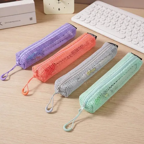 Dopamine Achthoekige Gaas Make-up Tas Draagbare Grote Capaciteit Opbergtas Transparante Organizer Etui Tas