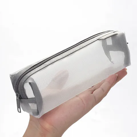 Eenvoudig Transparant Gaas Etui Grote Capaciteit Draagbare Nylon Schrijfwaren Opbergtas Voor Studenten Kantoor Schoolbenodigdheden