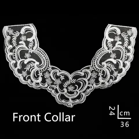 Set di 4 Pezzi in Pizzo Ricamato in Poliestere Bianco Applique per Abito da Sposa Fai-da-Te Scollatura Anteriore Posteriore Fiore Manica