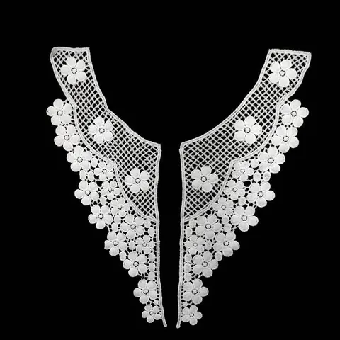 Water Soluble Lace Neckline Milk Silk 3D Hollow Floral Embroidery DIY Apparel Sewing Accessory Shoulder Trim Collar Flower