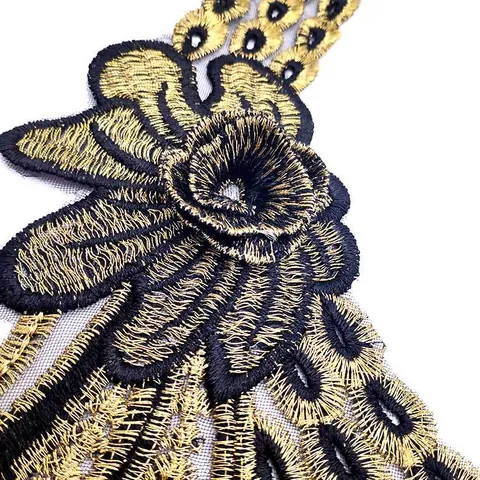 Embroidered Lace Collar Flower Water Soluble Gold Thread Floral Patch DIY Clothing Accessories For Women Wedding Dress