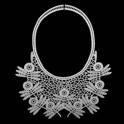 Faux Col en Dentelle Hydrosoluble en Soie de Lait Évidé 3D Brodé Floral Libellule Accessoires d'Appliques de Couture DIY