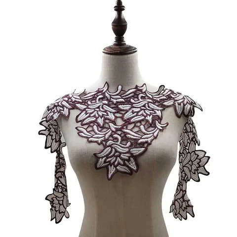 Water Soluble Lace Floral Embroidery Applique Patch 3D Hollowed Out DIY Sewing Accessory For Clothing Decoration Milk Silk Fabric