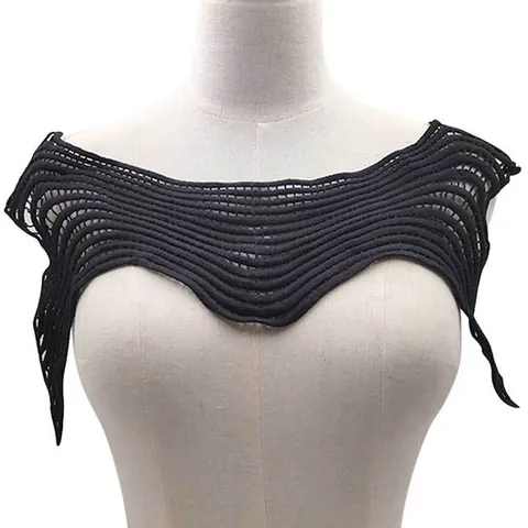 Water Soluble Milk Silk Embroidered Lace Collar Hollow Out Wave Pattern Floral Applique DIY Clothing Accessory