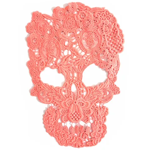 Gothic Skull Milk Silk Embroidered Patch 3D Hollow Water Soluble Lace Applique DIY Clothing Accessories Floral Corsage