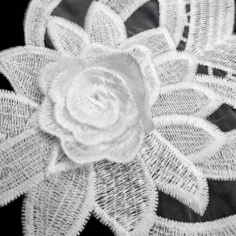 Water Soluble Lace Collar Embroidered Floral Applique Polyester Organza Mesh Hollow Out DIY Sewing Craft Accessories