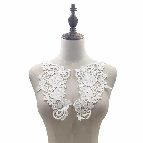 Water Soluble Milk Silk Embroidery Lace Flower Applique Patch For DIY Clothing Neckline Decoration Rose Floral Lace Trim