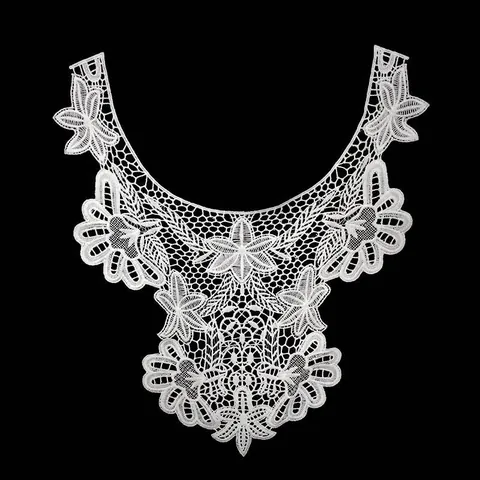 3D Hollow Out Water Soluble Lace Fake Collar Milk Silk Embroidered Floral Neckline DIY Clothing Sewing Accessories For Women