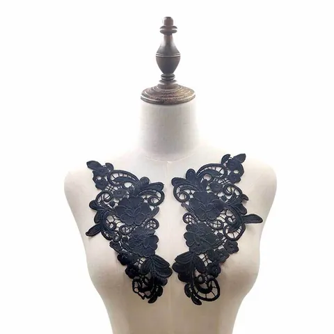 Water Soluble Milk Silk Embroidery Lace Flower Applique Patch For DIY Clothing Neckline Decoration Rose Floral Lace Trim