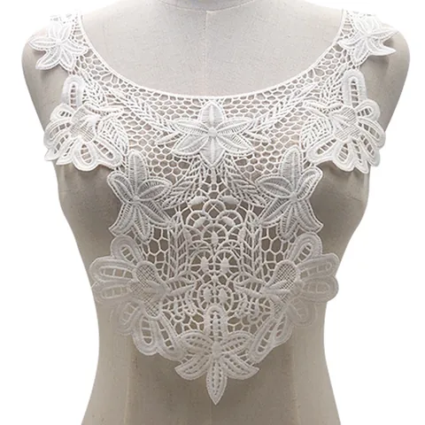 3D Hollow Out Water Soluble Lace Fake Collar Milk Silk Embroidered Floral Neckline DIY Clothing Sewing Accessories For Women