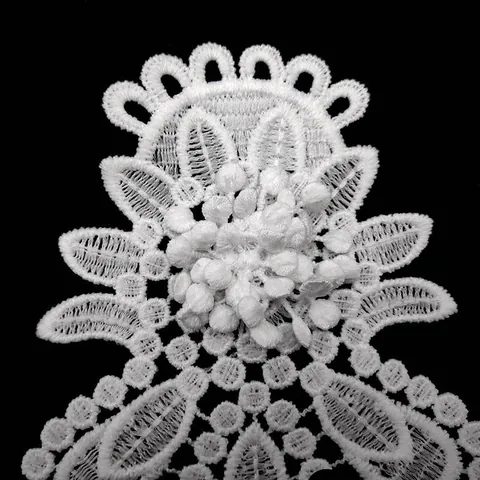 3D Milk Silk Embroidered Flower Patch Water Soluble Lace Applique Badge Heavy Industry Multi Layer DIY Apparel Accessories White